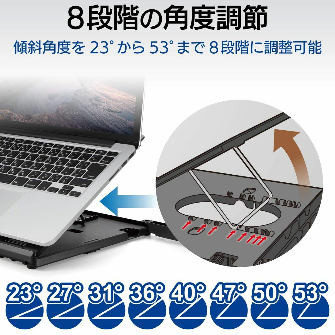 エレコム ノートPCスタンド 折りたたみ 8段階 スマホスタンド付 ~15.6イ