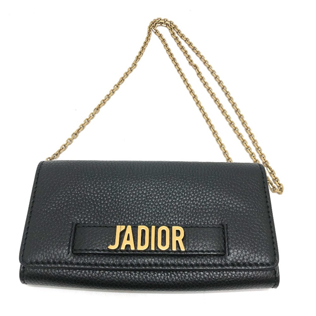 ディオール Dior JADIOR ロゴ/斜め掛け カバン チェーンウォレット ショルダーバッグ レザー ブラック