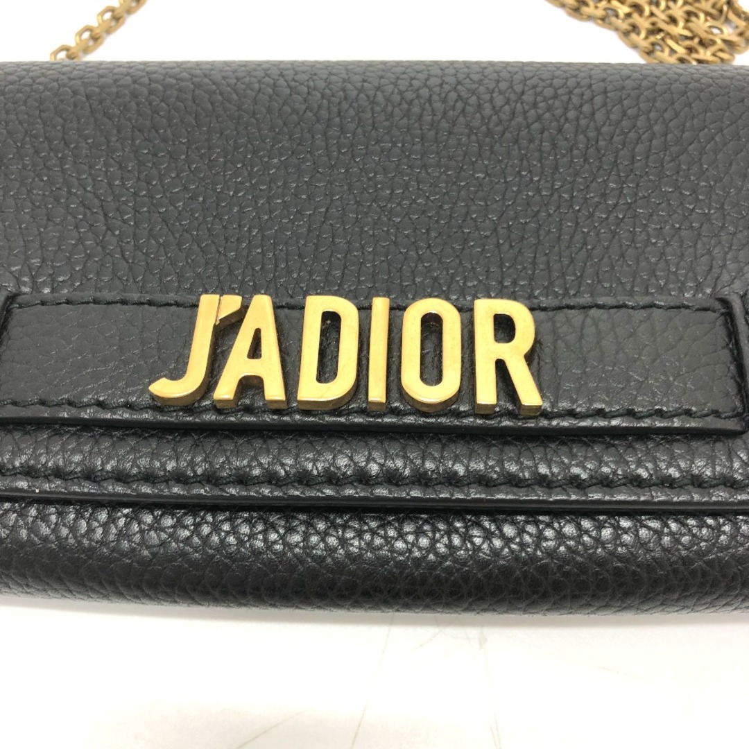ディオール Dior JADIOR ロゴ/斜め掛け カバン チェーンウォレット ショルダーバッグ レザー ブラック