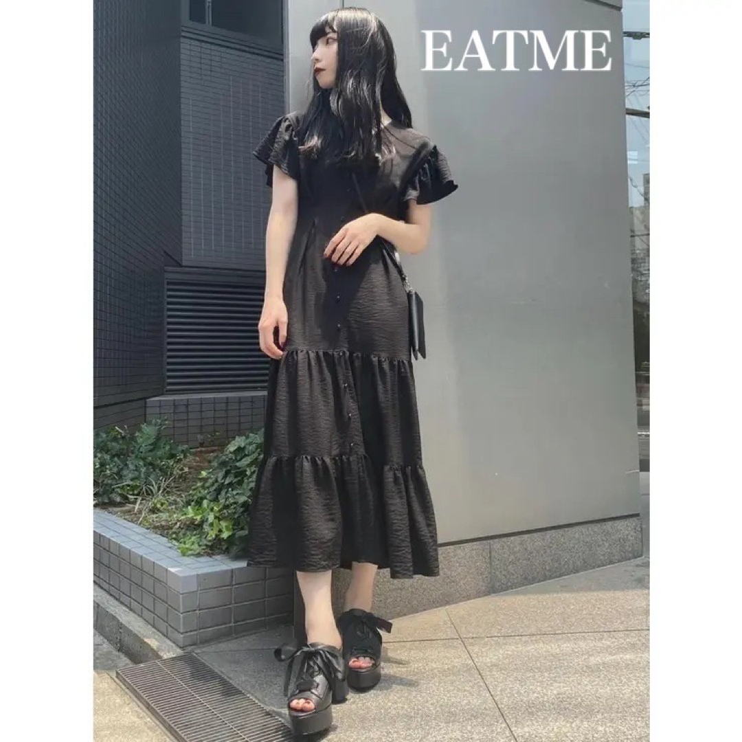 EATME(イートミー)のEATME イートミー　フレアスリーブティアードワンピース ブラック レディースのワンピース(ロングワンピース/マキシワンピース)の商品写真