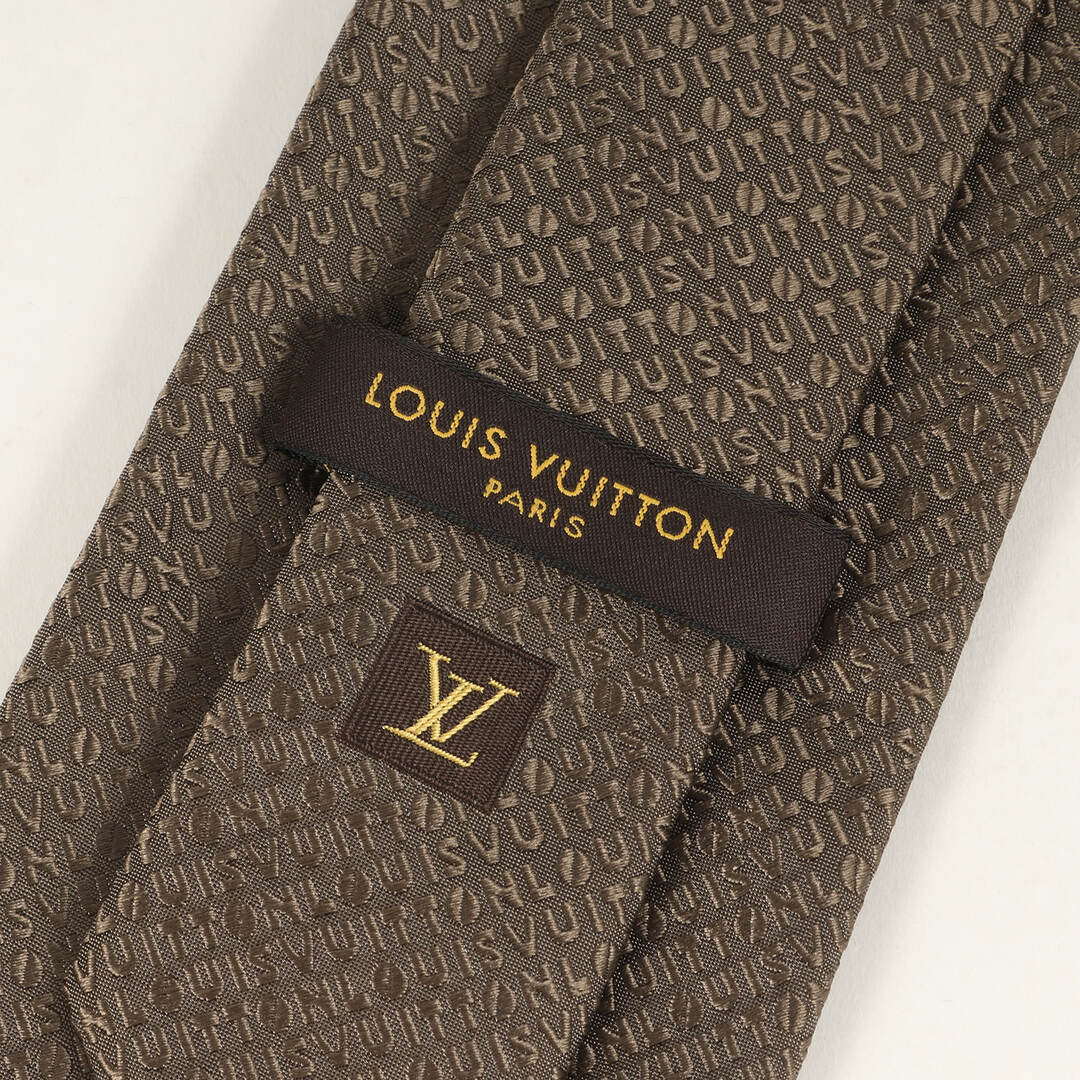 LOUIS VUITTON(ルイヴィトン)のLOUIS VUITTON ルイヴィトン ネクタイ ブランドロゴ柄 シルク ブラウン ブランド イタリア製【メンズ】【中古】【美品】 メンズのファッション小物(ネクタイ)の商品写真