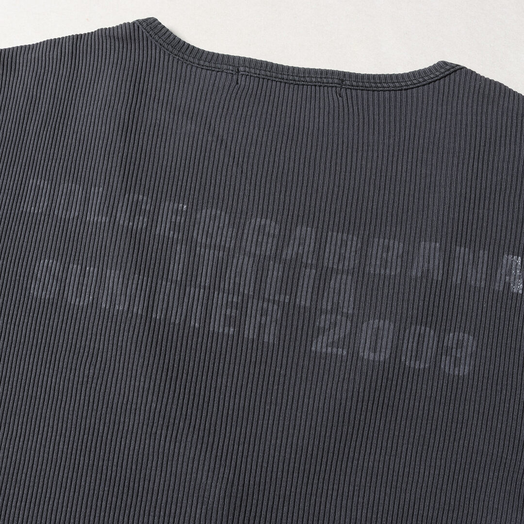 DOLCE&GABBANA ドルチェ&ガッバーナ Tシャツ サイズ:46 バック ステンシル ロゴ リブ編み ディープ Vネック STJ0A 9132 03SS ネイビー 紺 トップス カットソー ブランド イタリア製【メンズ】