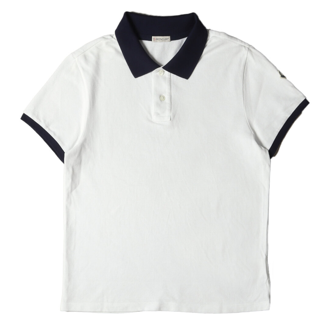 MONCLER モンクレール ポロシャツ サイズ:Mトリム 半袖 鹿の子 MAGLIA POLO MANICA CORTA D1091839850 84556 18SS ホワイト ネイビー 紺 白 トップス カットソー ブランド シンプル ワンポイント【メンズ】ポロシャツ