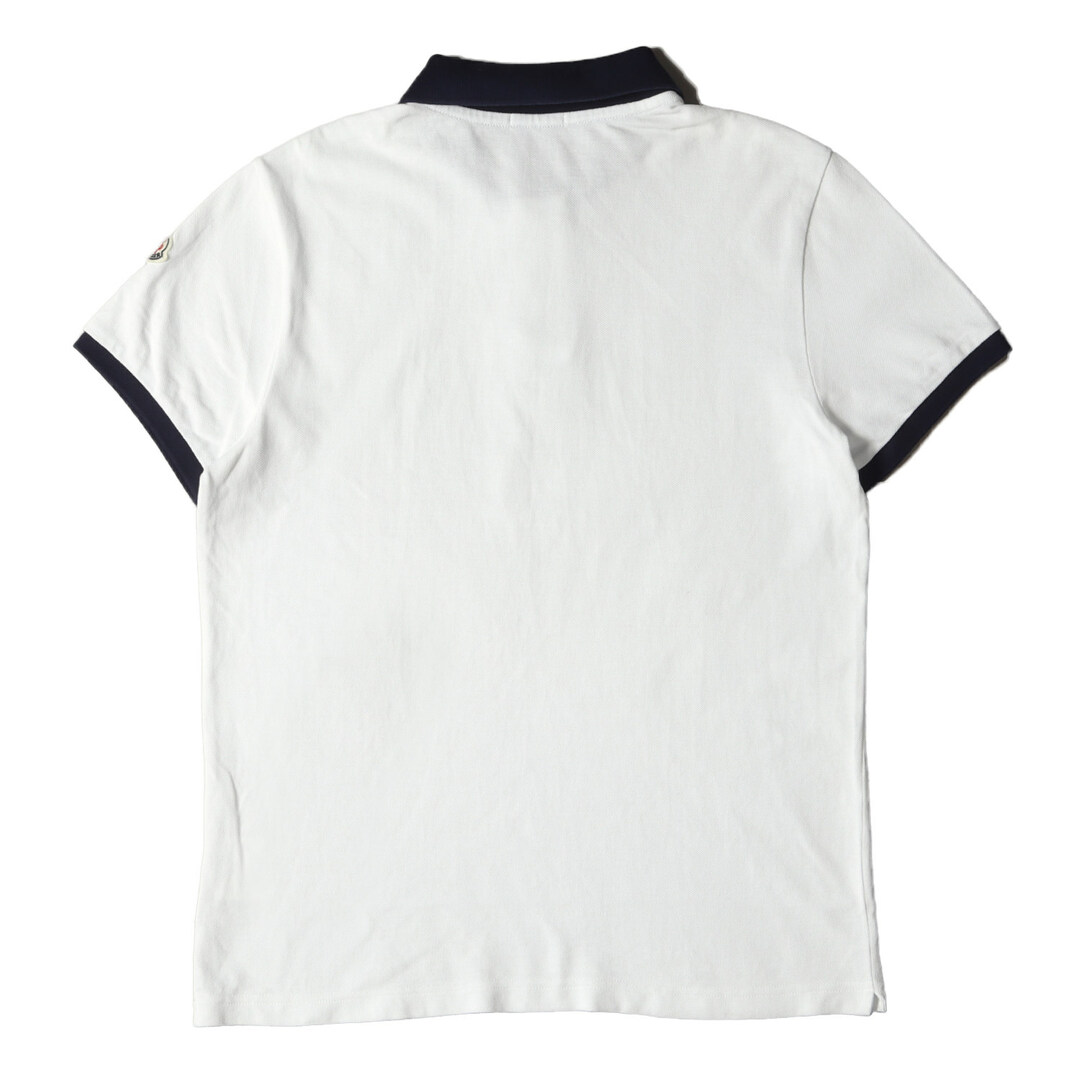 MONCLER モンクレール ポロシャツ サイズ:Mトリム 半袖 鹿の子 MAGLIA POLO MANICA CORTA D1091839850  84556 18SS ホワイト ネイビー 紺 白 トップス カットソー ブランド シンプル ワンポイント【メンズ】【中古】