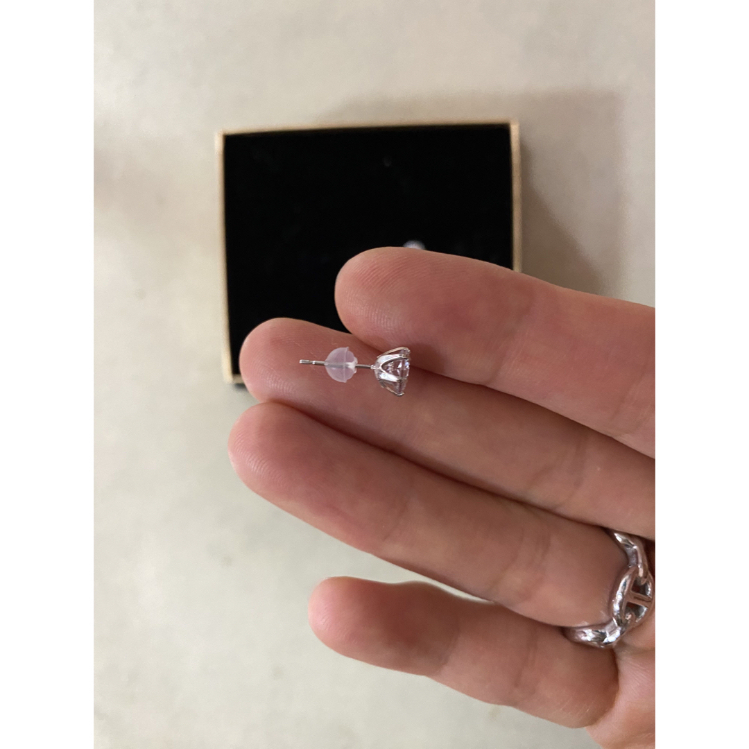 プラチナ シルバー 大粒 ダイヤ6mm ピアス - ピアス
