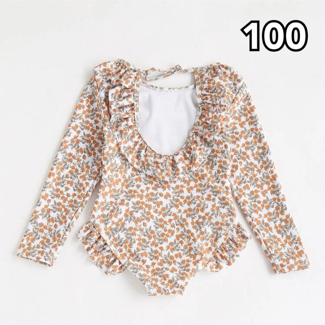 100 キッズ水着 小花柄 スイムウェア ラッシュガード キッズ/ベビー/マタニティのキッズ服女の子用(90cm~)(水着)の商品写真