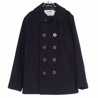 ショット(schott)の美品 ショット SCHOTT コート ジャケット Pコート 753US ダブルブレスト イカリボタン ウール アウター メンズ 40(L相当) ブラック(ピーコート)