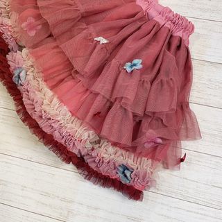 パンパンチュチュ(panpantutu)のレア　美品　パンパンチュチュ　デコレーションチュチュ　ビジューワイン　Lサイズ(スカート)