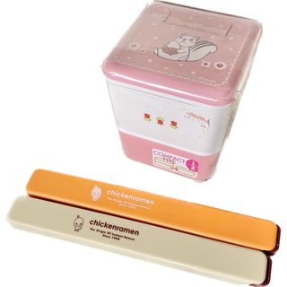 新品2090円3月のライオン2段お弁当箱とチキンラーメン携帯用お箸の3点セット(弁当用品)