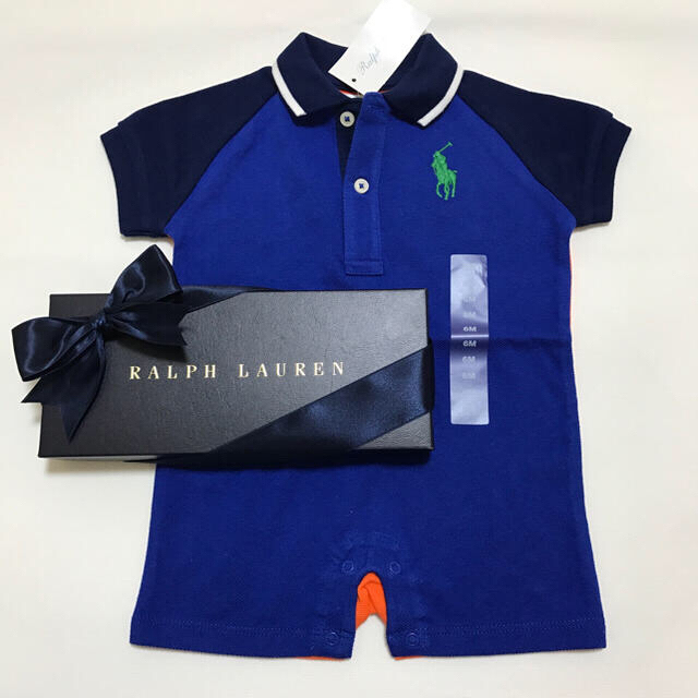 Ralph Lauren(ラルフローレン)の新品✨ビッグポニー バックデザインPOLO ショートオール & ポロシャツ キッズ/ベビー/マタニティのベビー服(~85cm)(ロンパース)の商品写真