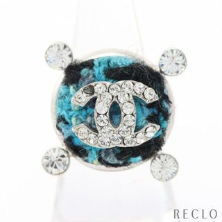 シャネル(CHANEL)のココマーク リング 指輪 ラインストーン ファブリック シルバー マルチカラー 07A(リング(指輪))