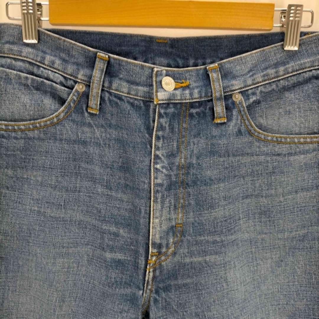 白 フリル付 soe レギュラーストレートデニムパンツ メンズジーンズ