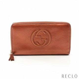 グッチ(Gucci)のインターロッキングG ソーホー ラウンドファスナー長財布 レザー オレンジブラウン タッセル(財布)