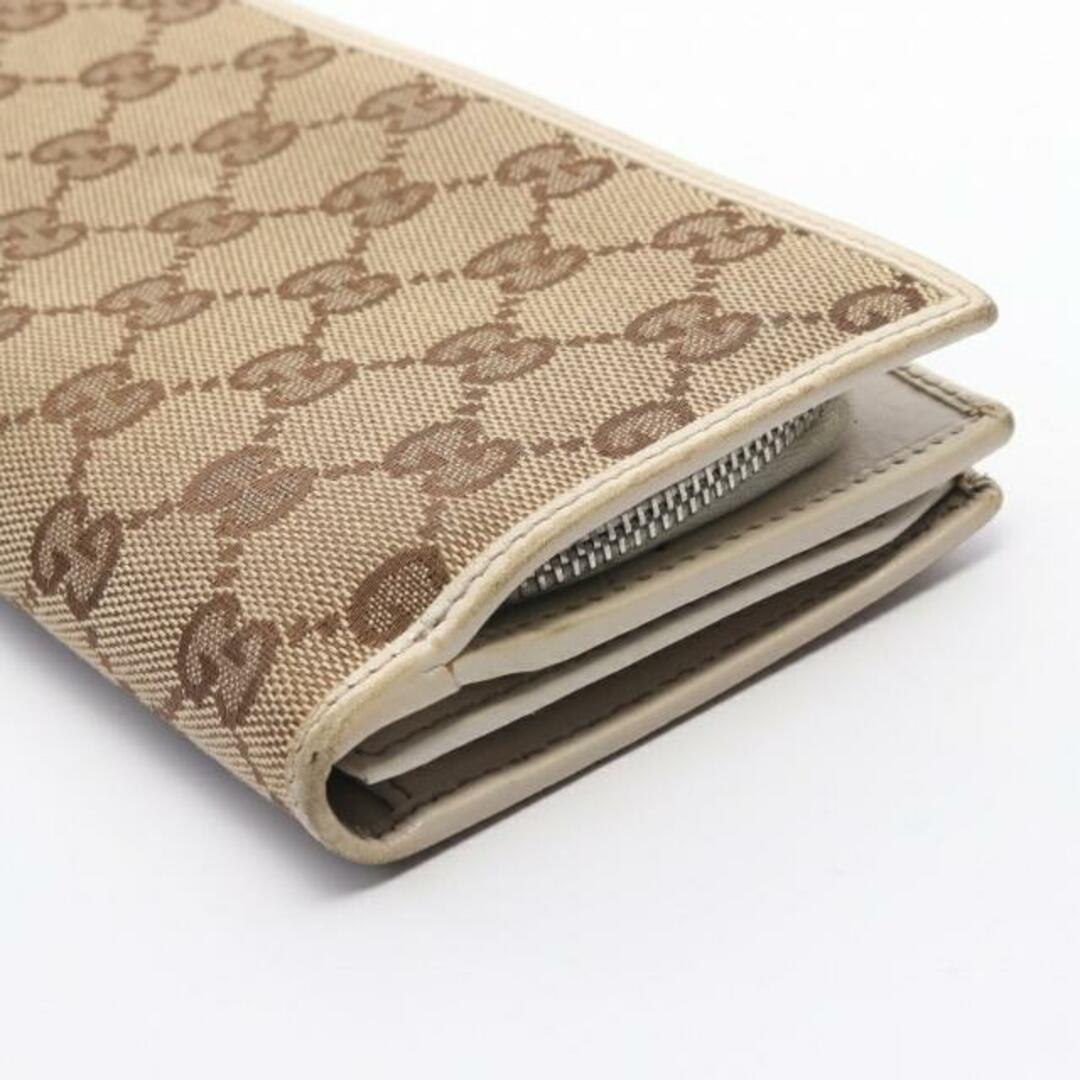 Gucci - GGキャンバス 二つ折り長財布 キャンバス レザー ベージュ