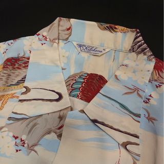 サンサーフ SUNSURF ハワイアンシャツ 尾長鳥 SS31599 L 美品