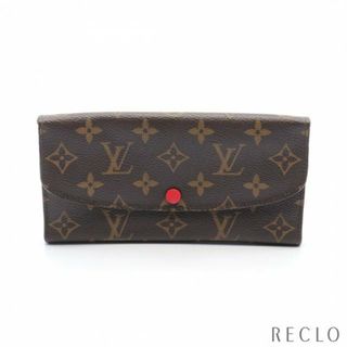 ルイヴィトン(LOUIS VUITTON)のポルトフォイユ エミリー モノグラム フューシャ 二つ折り長財布 PVC レザー ブラウン ピンクパープル(財布)