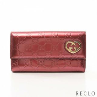 グッチ(Gucci)のラブリー グッチシマ 二つ折り長財布 エナメルレザー ピンク(財布)