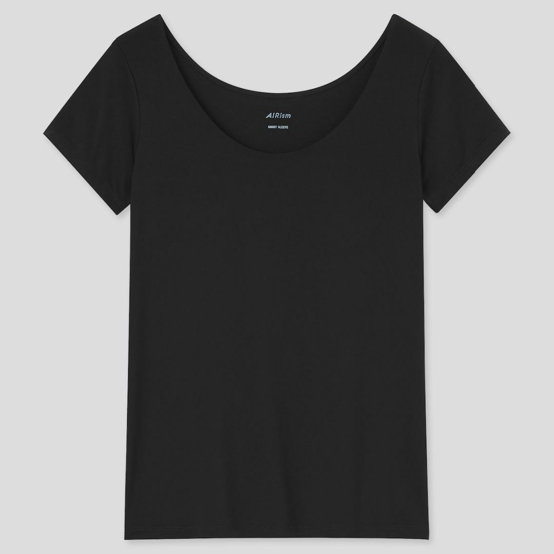 MUJI (無印良品)(ムジルシリョウヒン)のユニクロ　エアリズム　UネックT シームレス 半袖 黒 XXL 2XL 3L レディースのトップス(Tシャツ(半袖/袖なし))の商品写真