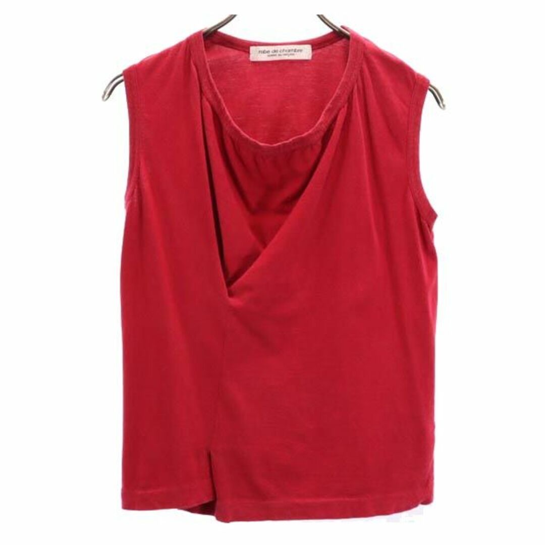 ローブドシャンブルコムデギャルソン 2003年 日本製 デザイン ノースリーブ カットソー 赤 robe de chambre COMME des GARCONS レディース   【230629】 メール便可