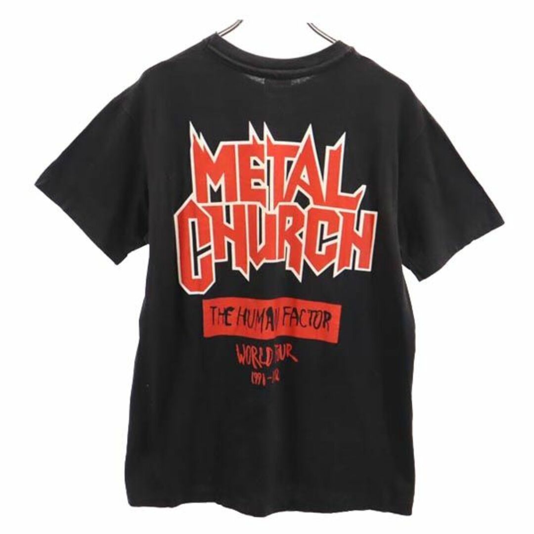 ヘインズ 90s オールド USA製 METAL CHURCH WORLD TOUR 1991-1992 半袖 Tシャツ L ブラック系 Hanes メタルチャーチ バンT メンズ   【230629】 メール便可