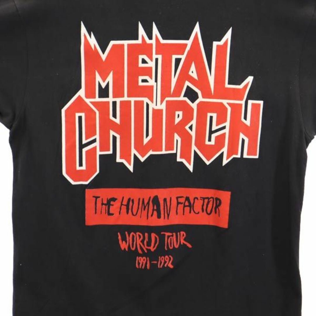 50cm袖丈ヘインズ 90s オールド USA製 METAL CHURCH WORLD TOUR 1991-1992 半袖 Tシャツ L ブラック系 Hanes メタルチャーチ バンT メンズ   【230629】 メール便可