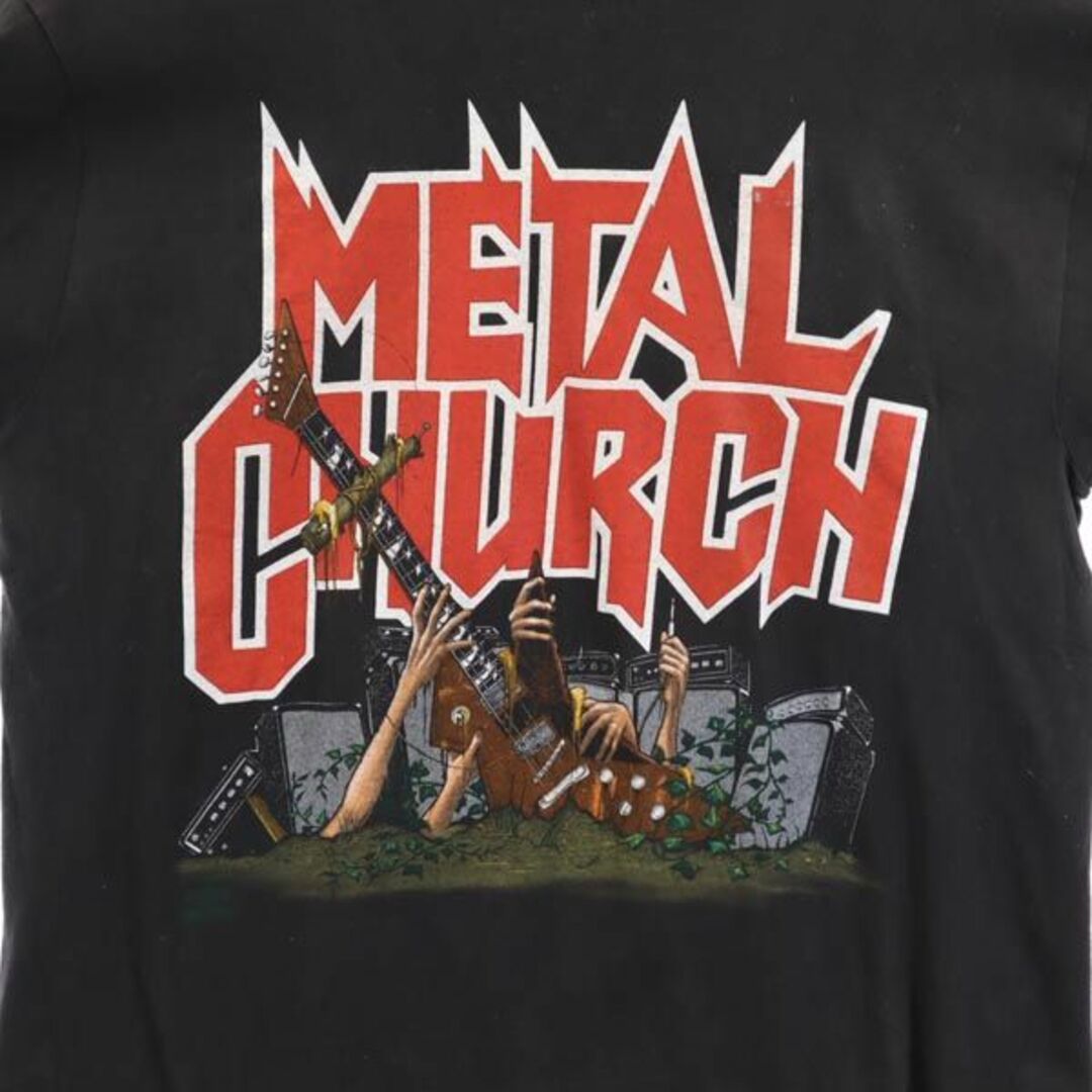 50cm袖丈ヘインズ 90s オールド USA製 METAL CHURCH WORLD TOUR 1991-1992 半袖 Tシャツ L ブラック系 Hanes メタルチャーチ バンT メンズ   【230629】 メール便可