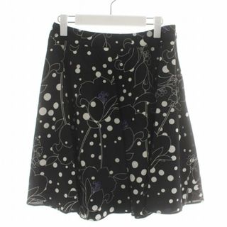 トゥービーシック(TO BE CHIC)のTO BE CHIC フレアスカート ひざ丈 ドット 花柄 42 L 黒 白(ひざ丈スカート)