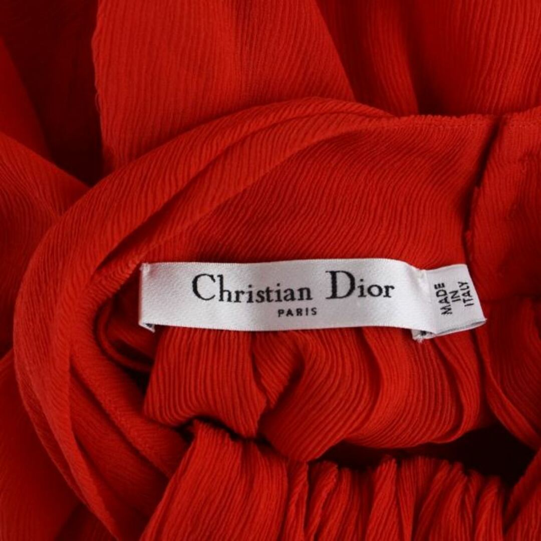 クリスチャンディオール ボウタイブラウス シャツ 半袖 キャミソール付き S 赤