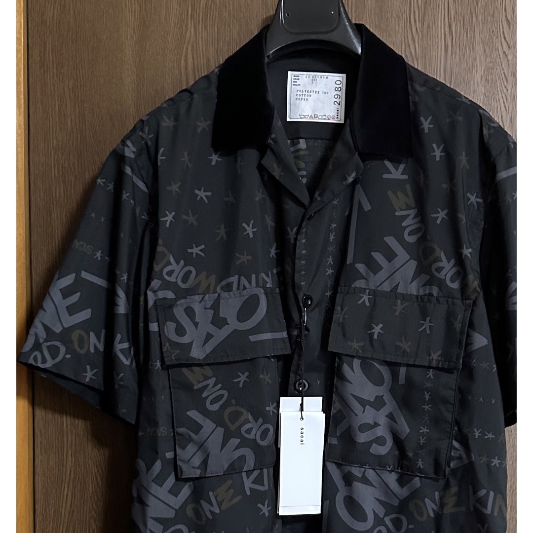 黒3新品 sacai サカイ メンズ Eric Haze バンダナ 半袖 シャツ