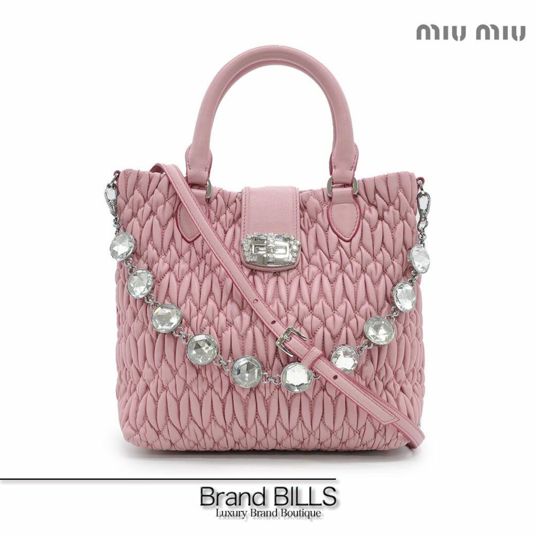 ✨miumiu✨ナッパクリスタル トートバッグ ピンク レザー 2way