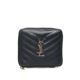 イヴサンローラン YSL ロゴ 二つ折り 財布 黒　保存布付