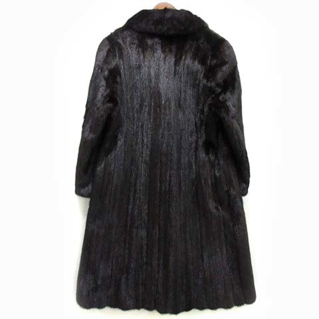 毛並み極美品☆Nakamura Fur　ナカムラファー　MINK　シェアードミンク　本毛皮ロングコート　ダークブラウン　9-11号　毛質柔らか◎