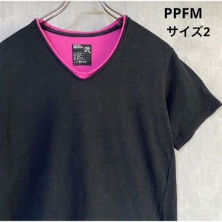 ピーピーエフエム(PPFM)のピーピーエフエム　PPFM  黒　Tシャツ　サイズ2  綿　100%(Tシャツ/カットソー(半袖/袖なし))