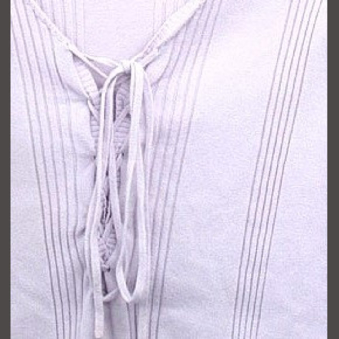 other(アザー)のカットソー Tシャツ 長袖 レースアップ リボン コットン パープル 紫 N レディースのトップス(カットソー(長袖/七分))の商品写真