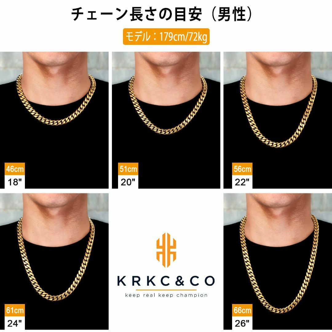 【色: ゴールド】KRKC&CO 喜平ネックレス 6面カット メンズチェーンネッ 1