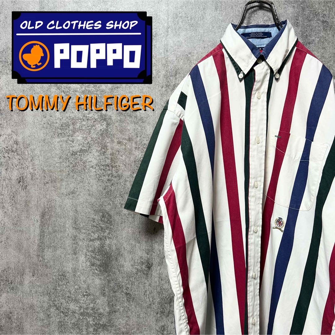 TOMMY HILFIGER - トミーヒルフィガー☆オールド刺繍ロゴ半袖カラー