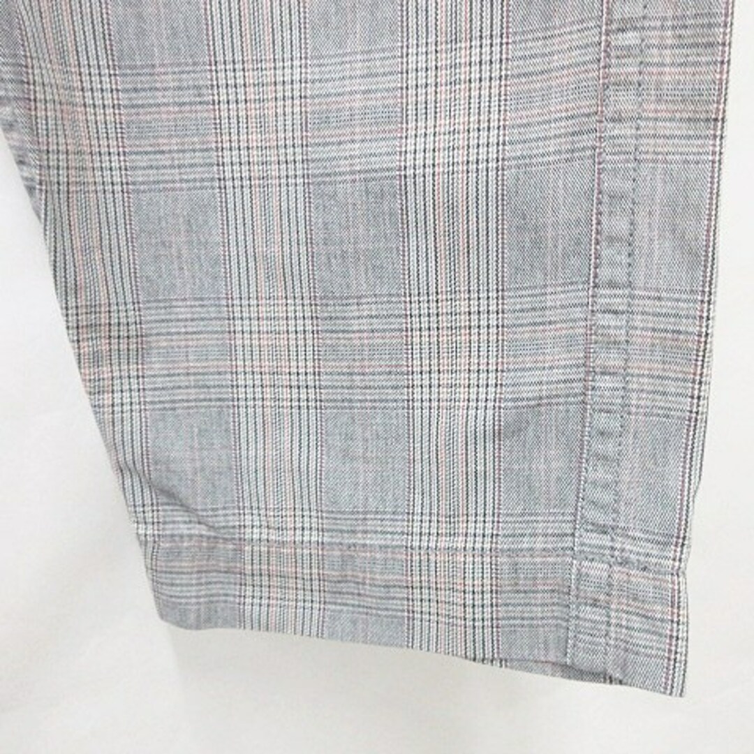 BEAMS(ビームス)のビームス パンツ テーパード 8分丈 チェック タブベルト 綿 グレー S メンズのパンツ(スラックス)の商品写真
