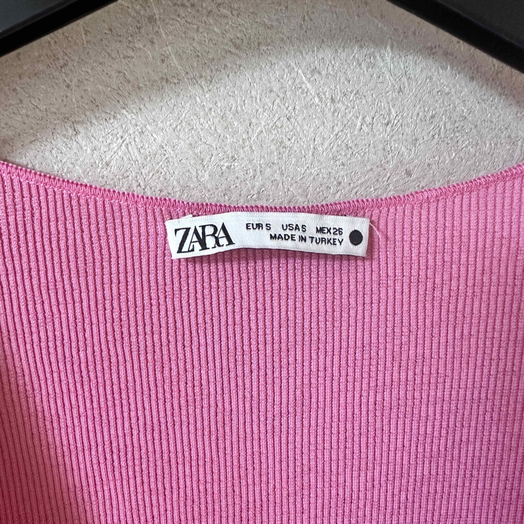 ZARA(ザラ)のZARA ザラ 半袖リブカットソー Tシャツ ピンク レディースのトップス(Tシャツ(半袖/袖なし))の商品写真