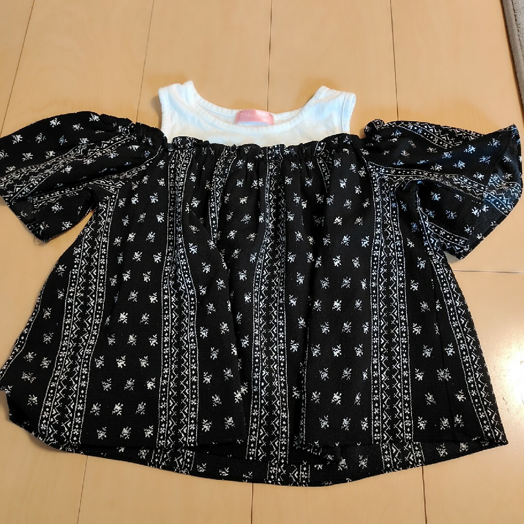 NAVY(ネイビー)のエビフライのしっぽさん専用　オフショルダーのカットソー キッズ/ベビー/マタニティのキッズ服女の子用(90cm~)(Tシャツ/カットソー)の商品写真