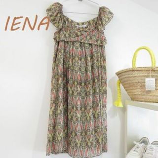 イエナ(IENA)のIENA イエナ シフォン　リゾート ドレス　ワンピース　オフショルダー(ひざ丈ワンピース)