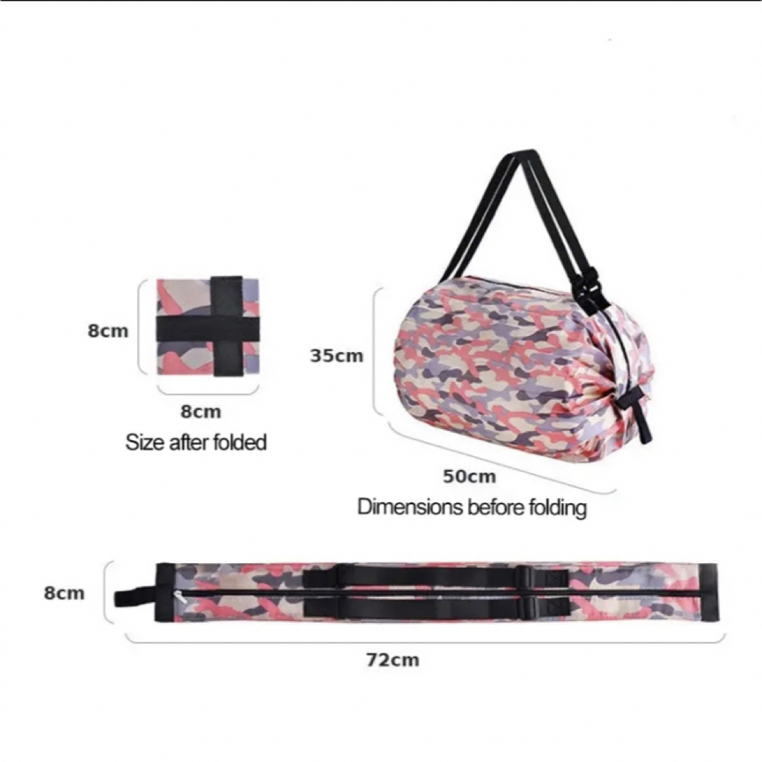 エコバッグ　ピンク　迷彩　大容量　バルーン　ベルト調節　男女兼用 レディースのバッグ(エコバッグ)の商品写真