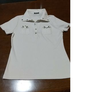 お洒落カットソー Tシャツ シルバー金具がカッコいいL(Tシャツ(半袖/袖なし))