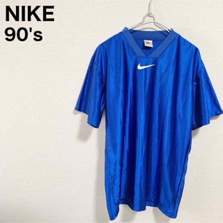 ナイキ(NIKE)の90s NIKE Tシャツ ゲームシャツ メンズL 青 白 センターロゴ(Tシャツ/カットソー(半袖/袖なし))