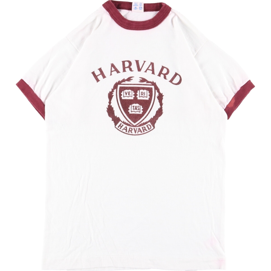 80年代 チャンピオン Champion トリコタグ HARVARD UNIVERSITY ハーバード大学 リンガーTシャツ USA製 レディースS ヴィンテージ /eaa347562