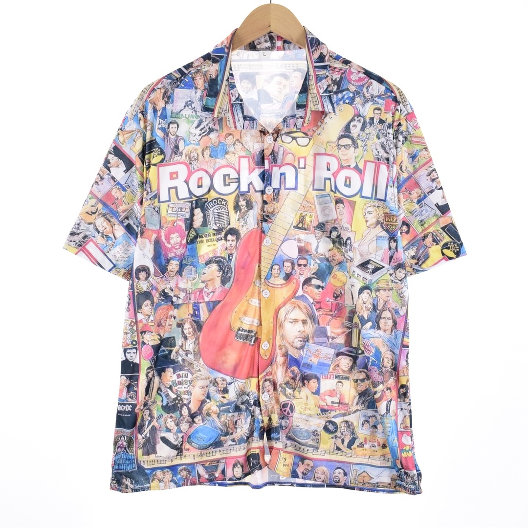Rockin'Roll 総柄 半袖 チカーノシャツ ボックスシャツ メンズXL /eaa349114