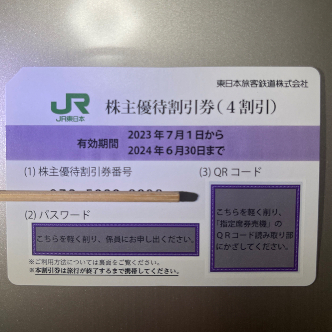 JR(ジェイアール)のJR東日本　株主優待割引券　1枚 チケットの優待券/割引券(ショッピング)の商品写真