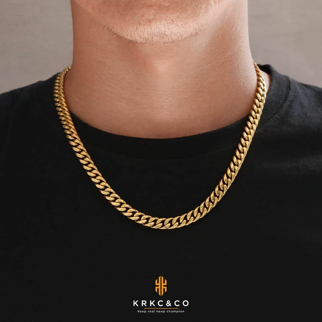 【色: ゴールド】KRKC&CO 喜平ネックレス メンズ マイアミキューバンチェ