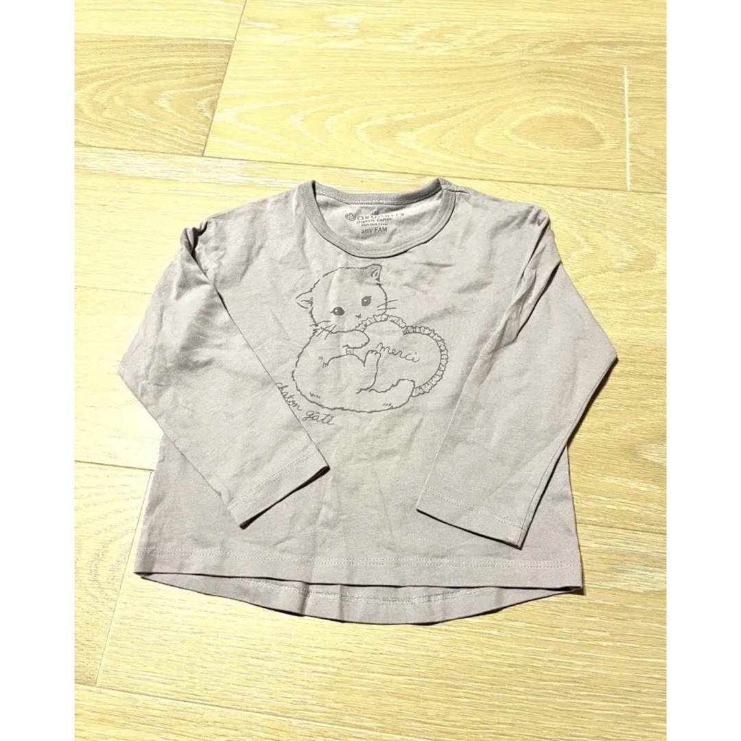 anyFAM(エニィファム)のanyfam ねこ長袖Tシャツ 100cm 猫　110 95 女の子 キッズ/ベビー/マタニティのキッズ服女の子用(90cm~)(Tシャツ/カットソー)の商品写真