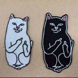 リメイクに☆Ripndip いたずら 猫 ネコ ワッペン合計2枚セット☆新品(各種パーツ)