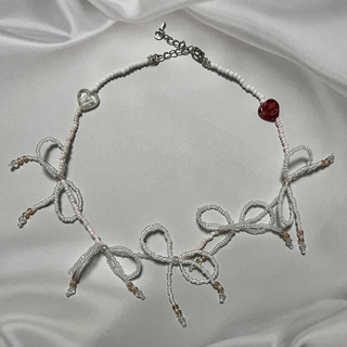 ribbon necklace(heart white)#2(ネックレス)